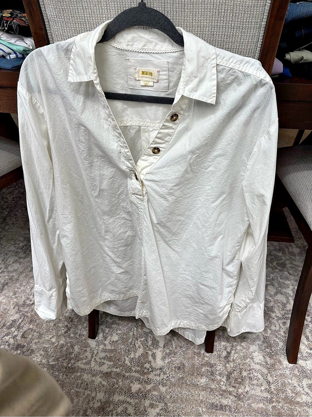 Maeve White Button Down Shirt Size Large Like New